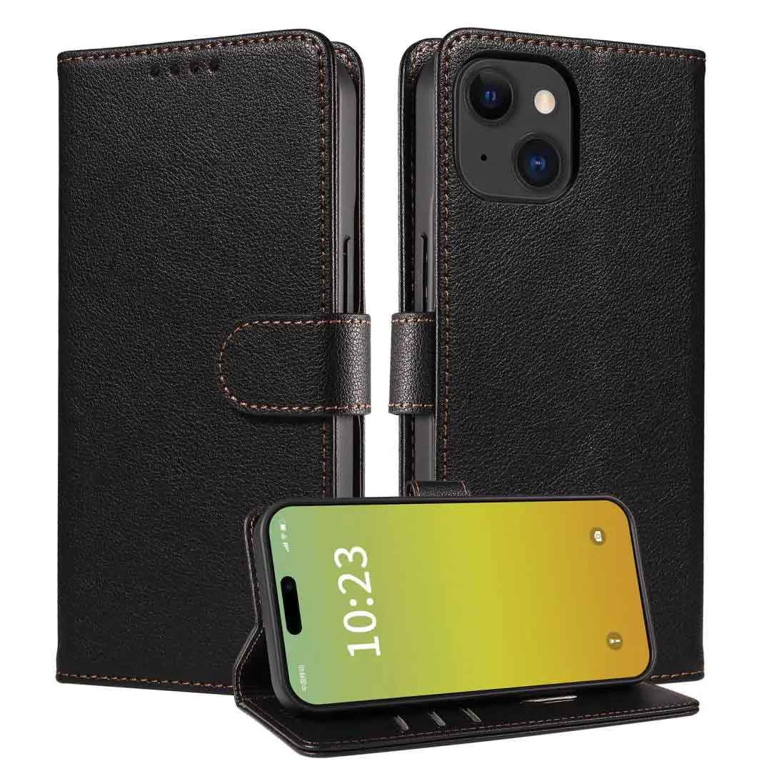 iPhone 15 Pro Max/iPhone 14 Pro Max PU Leather Wallet Case Black